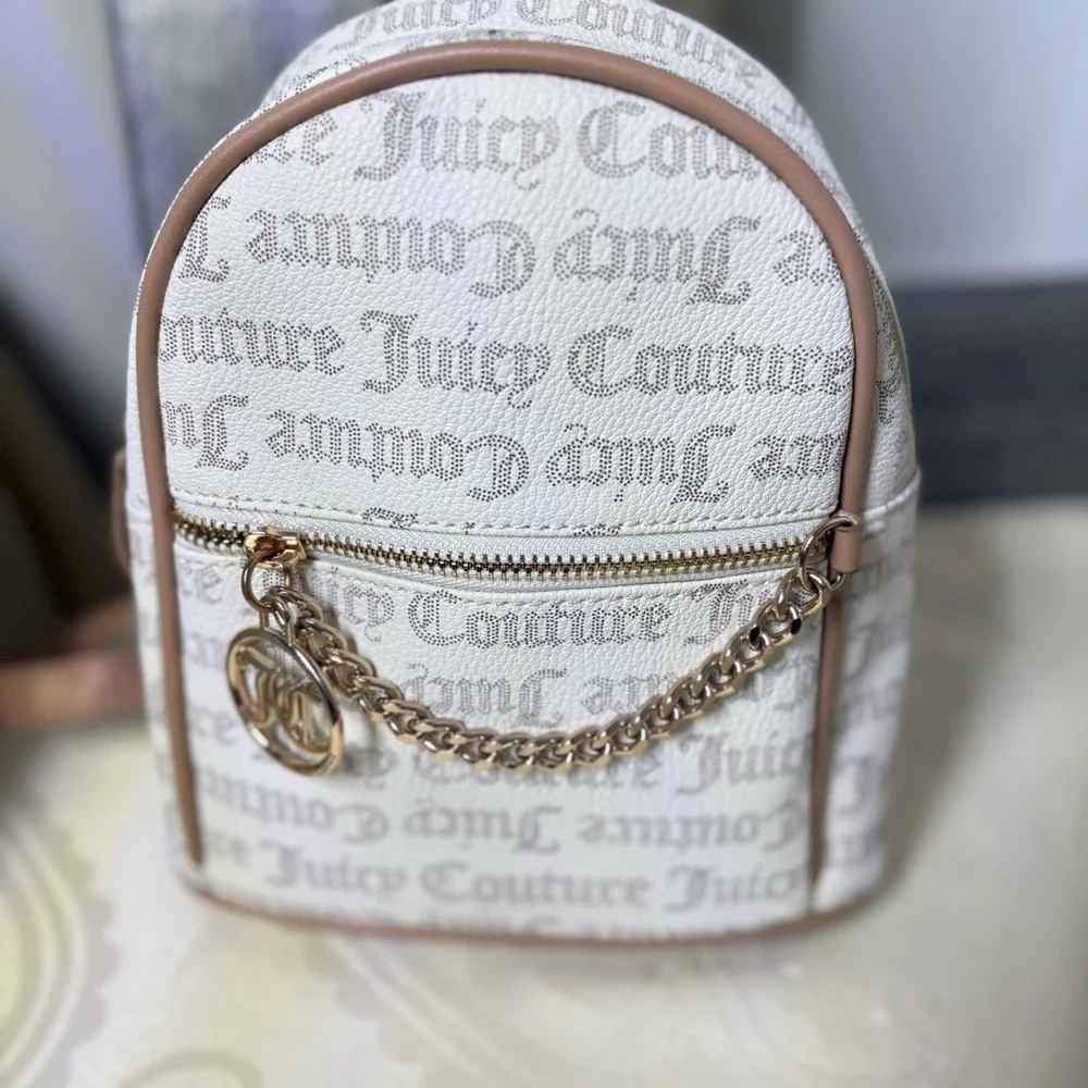 Juicy Couture pecan white and tan mini backpack